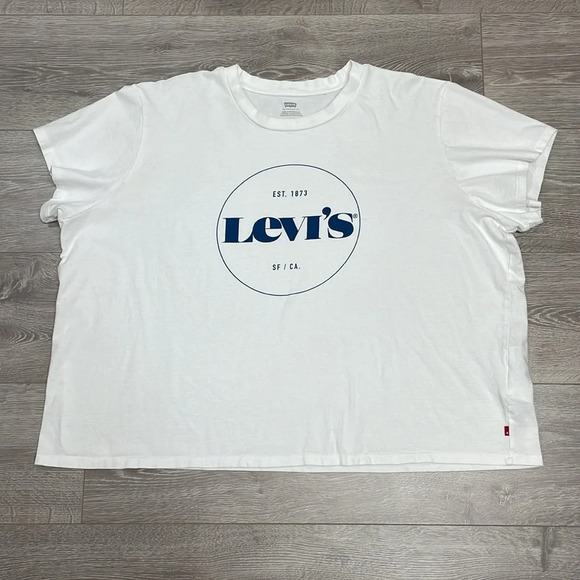 Levi’s White Varsity Circle Logo Short Sleeve Crewneck T-Shirt 3X - Picture 3 of 14